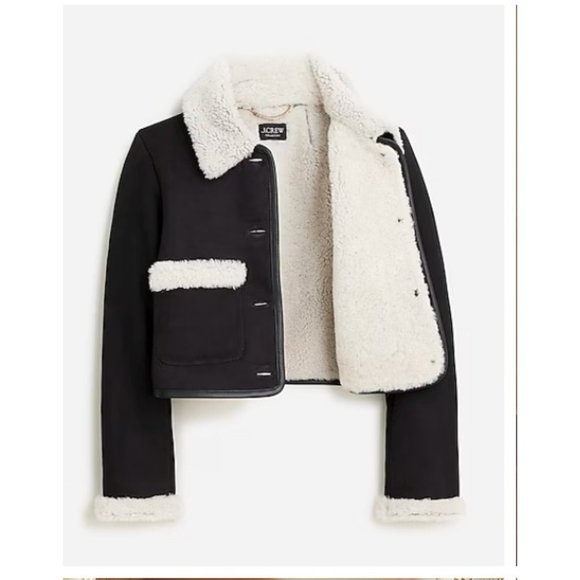 J.Crew $950 Collection Limited Edition Cropped Shearling Jacket Size S BV677 - Picture 2 of 12
